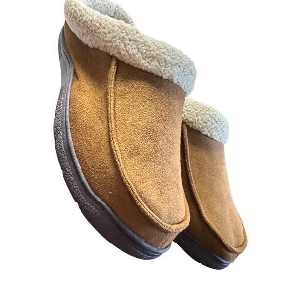 Memory Foam Suede‎ Slippers With Faux Sherpa Lining For Men Sz 13-14 NWOT - Picture 1 of 9